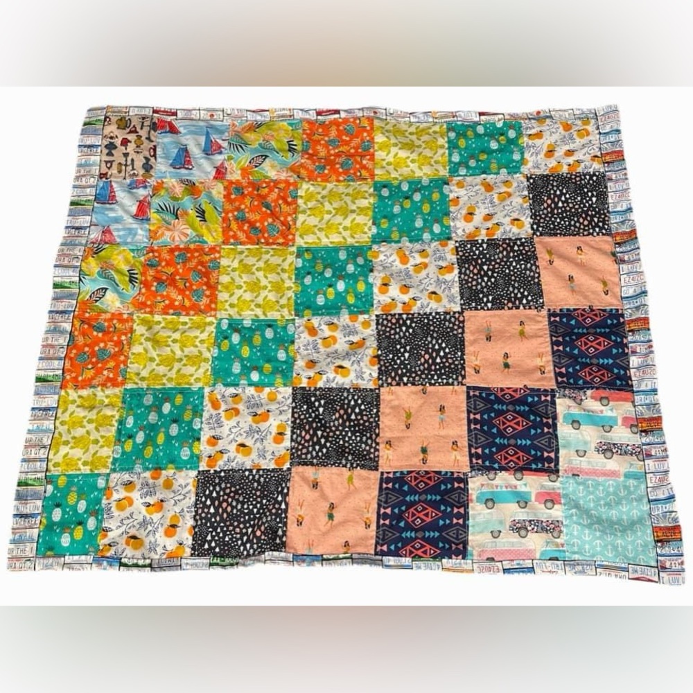 “Road Trip” 100% cotton quilt for babies or toddlers, 36"x29"